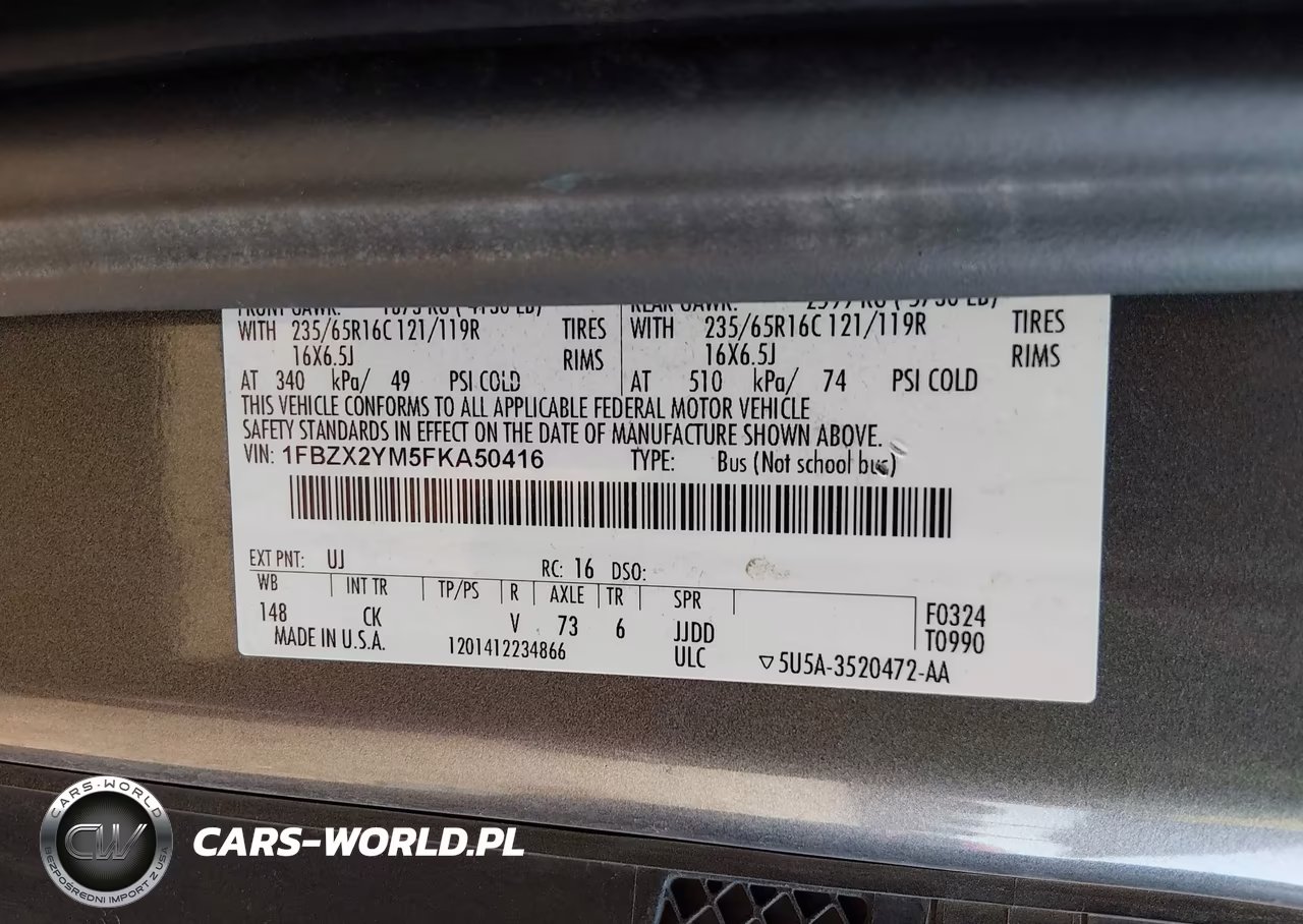 2015 Ford Transit-350 Xlt VIN:1FBZX2YM5FKA50416 - 9