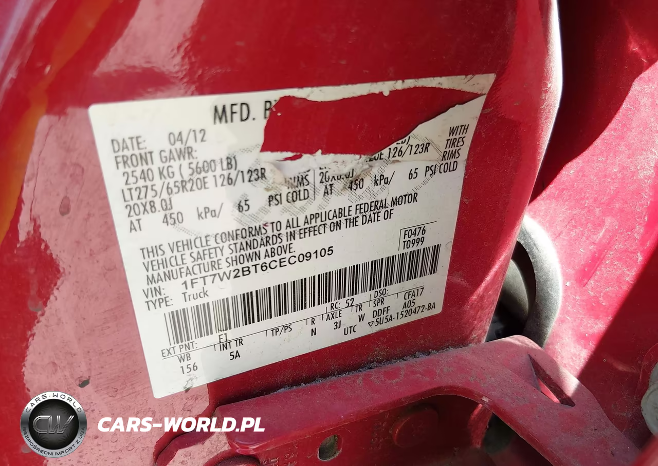 2012 Ford F-250 Lariat VIN:1FT7W2BT6CEC09105 - 9