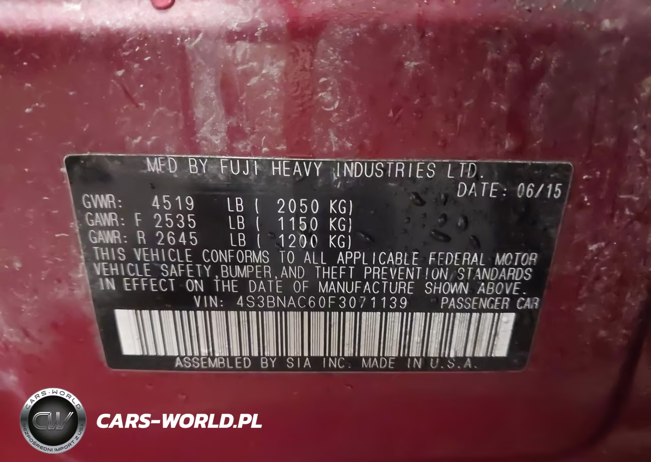 2015 Subaru Legacy 2.5I Premium VIN:4S3BNAC60F3071139 - 9
