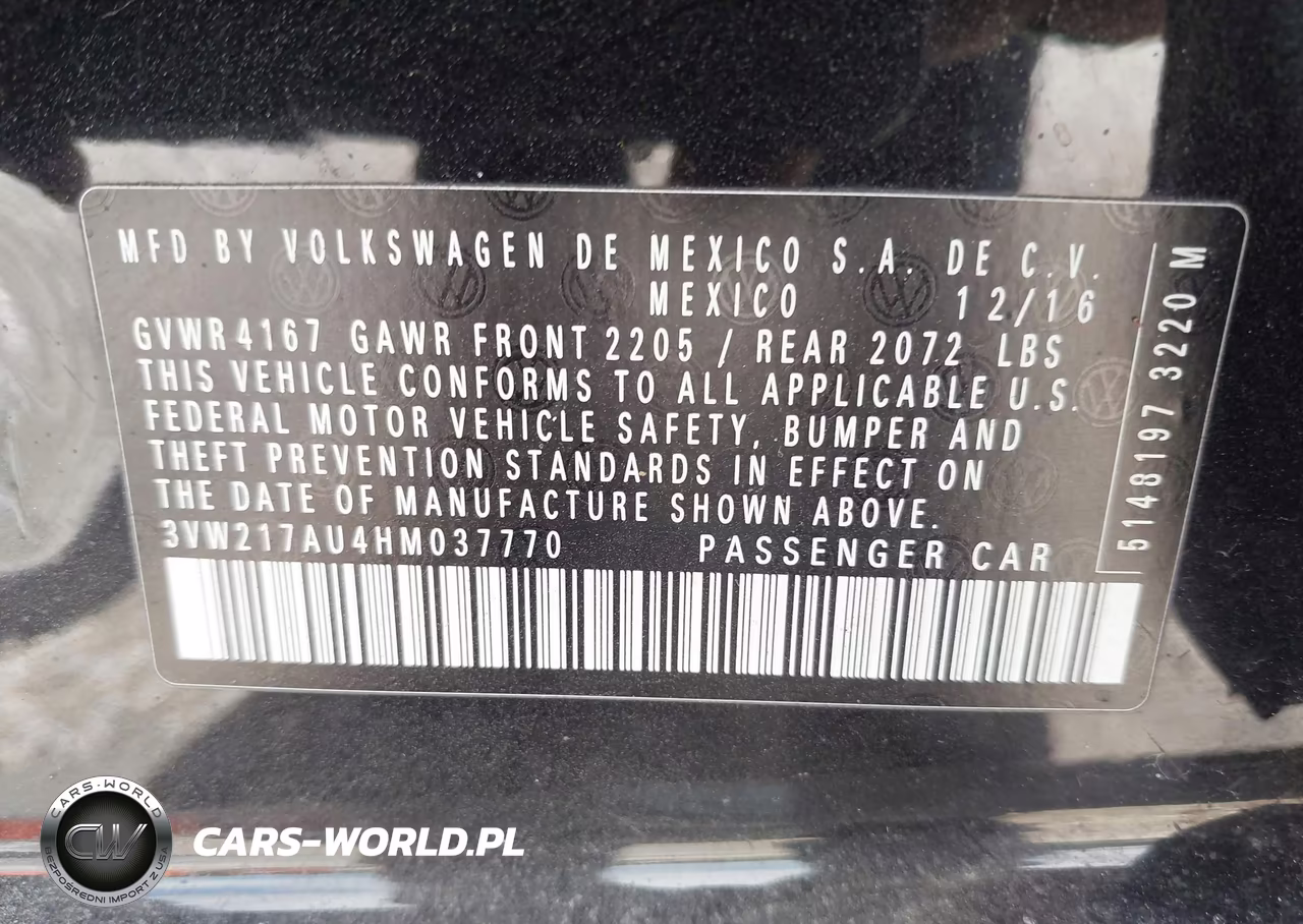 2017 Volkswagen Golf Tsi S 4-Door-Tsi Se 4-Door-Tsi Sel 4-Door-Tsi Wolfsburg Edition 4-Door VIN:3VW217AU4HM037770 - 9