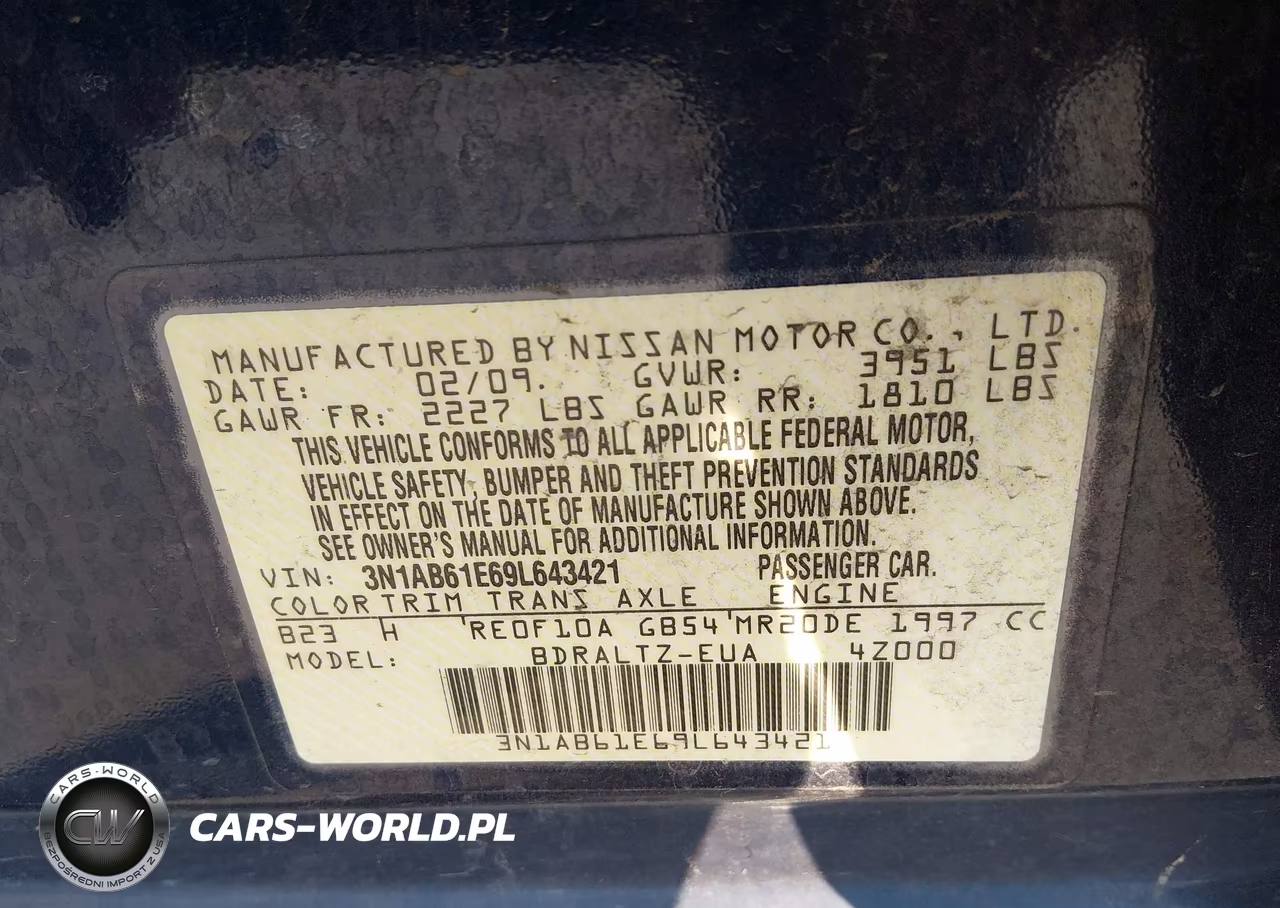 2009 Nissan Sentra 2.0S VIN:3N1AB61E69L643421 - 9