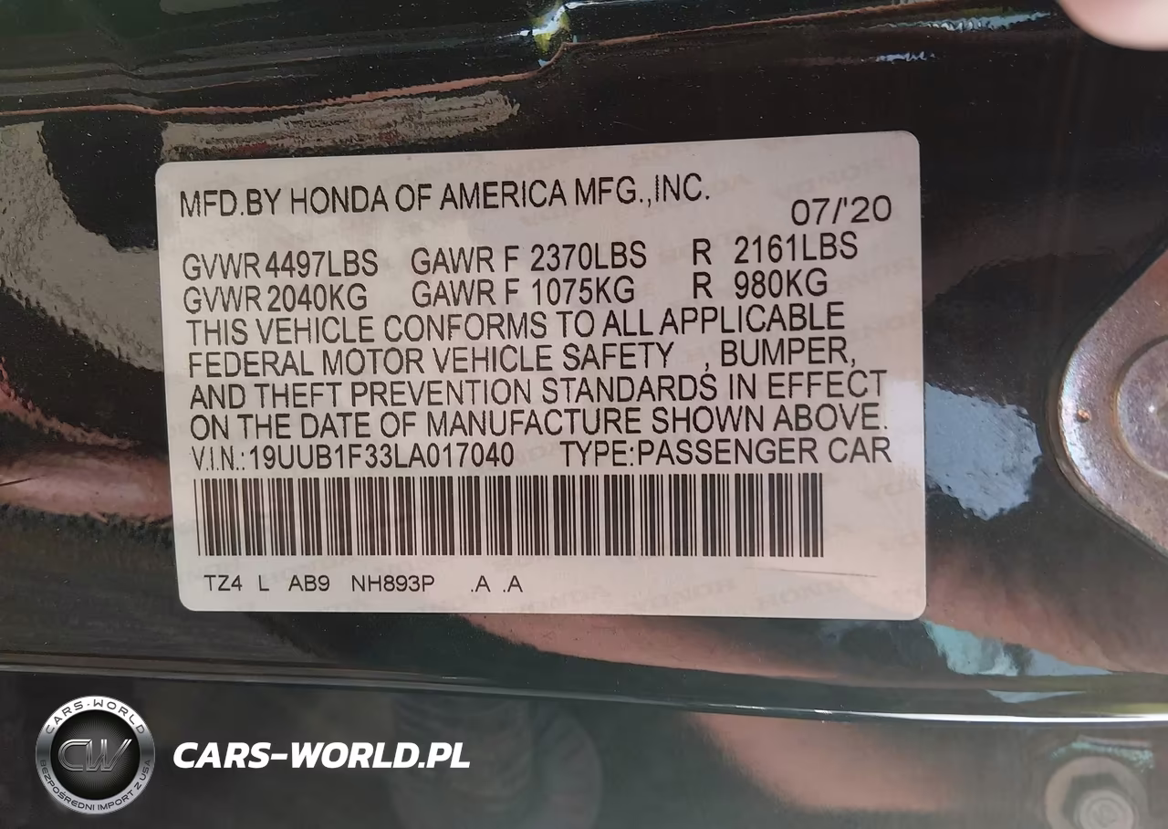 2020 Acura Tlx Standard VIN:19UUB1F33LA017040 - 9