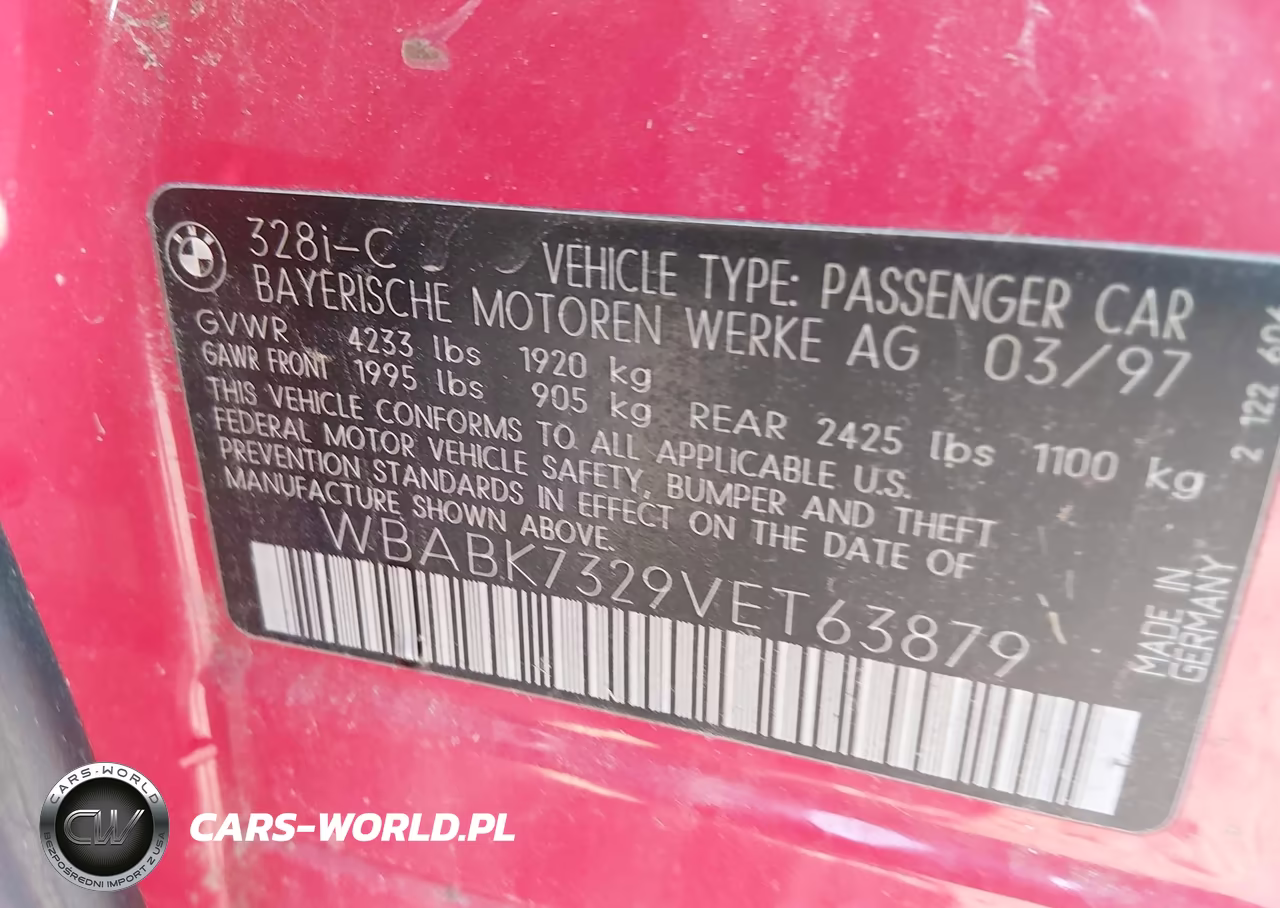 1997 BMW 328Ic VIN:WBABK7329VET63879 - 9