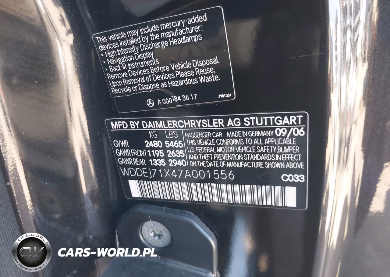 2007 Mercedes-Benz Cl 550 VIN:WDDEJ71X47A001556 - 9