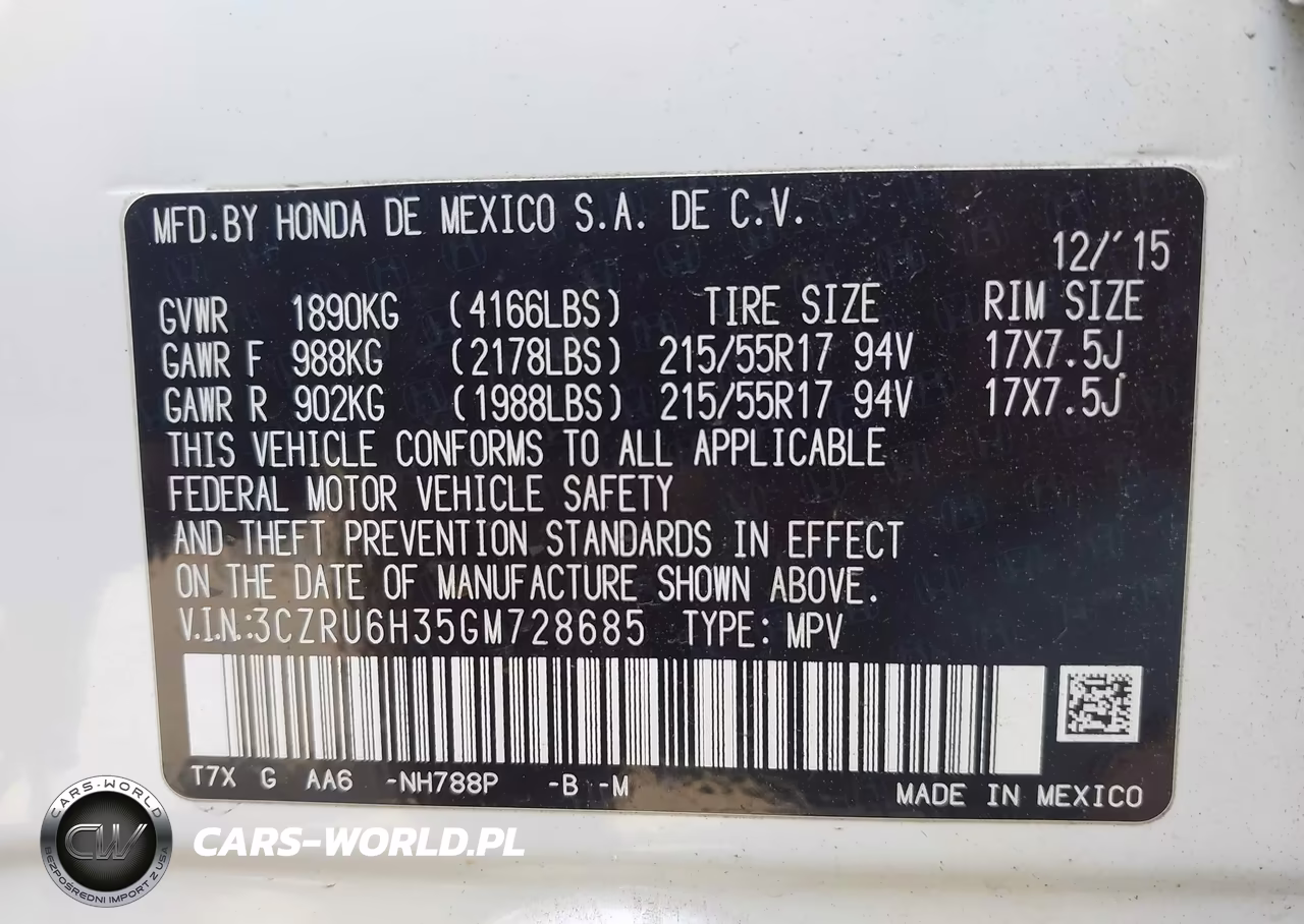 2016 Honda Hr-V Lx VIN:3CZRU6H35GM728685 - 9