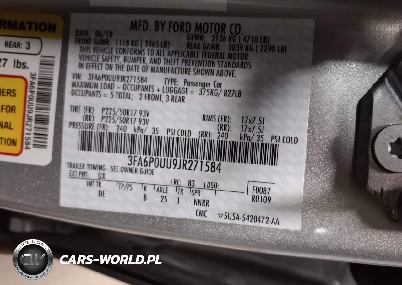2018 Ford Fusion Hybrid S VIN:3FA6P0UU9JR271584 - 9