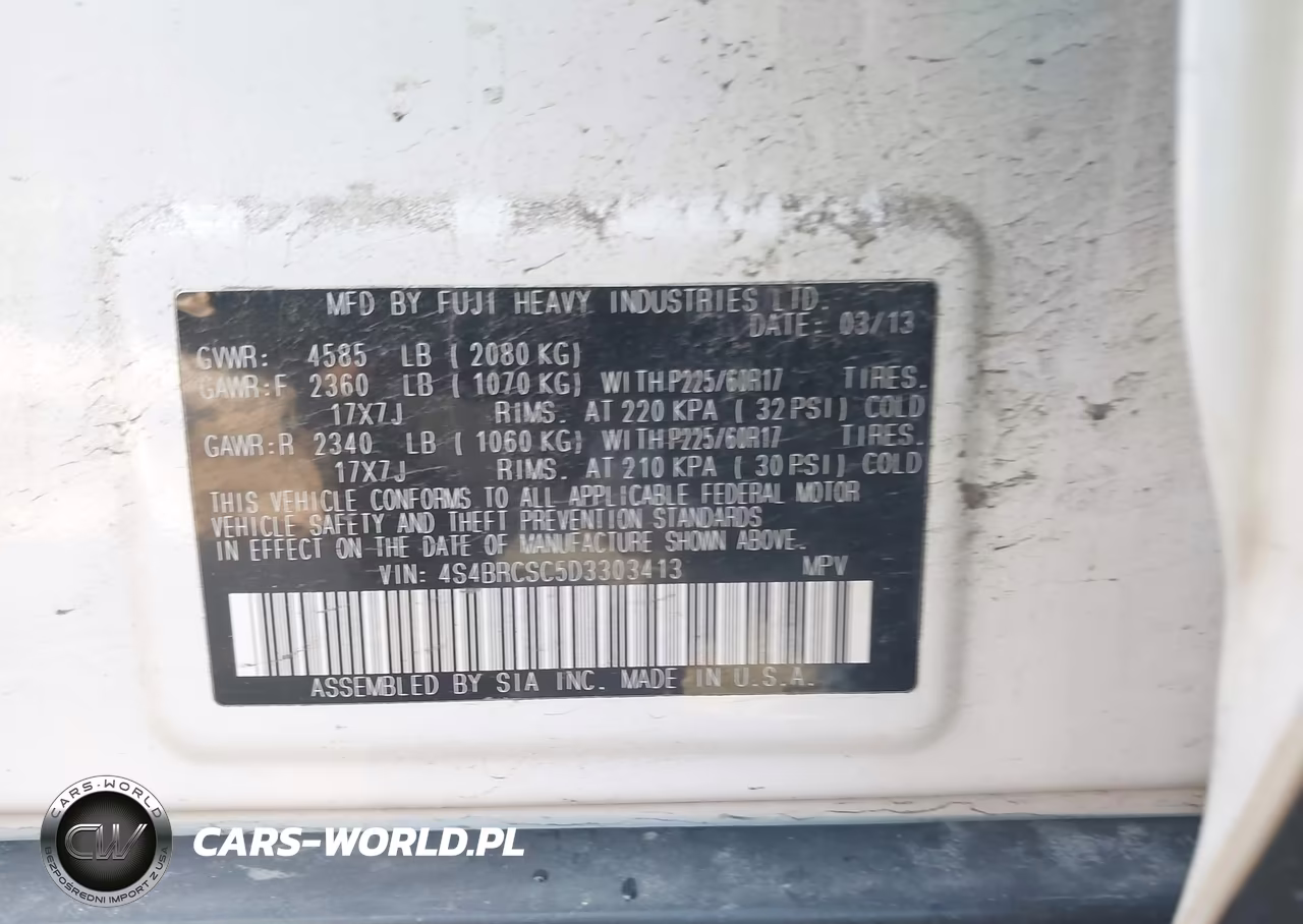 2013 Subaru Outback 2.5I Limited VIN:4S4BRCSC5D3303413 - 9