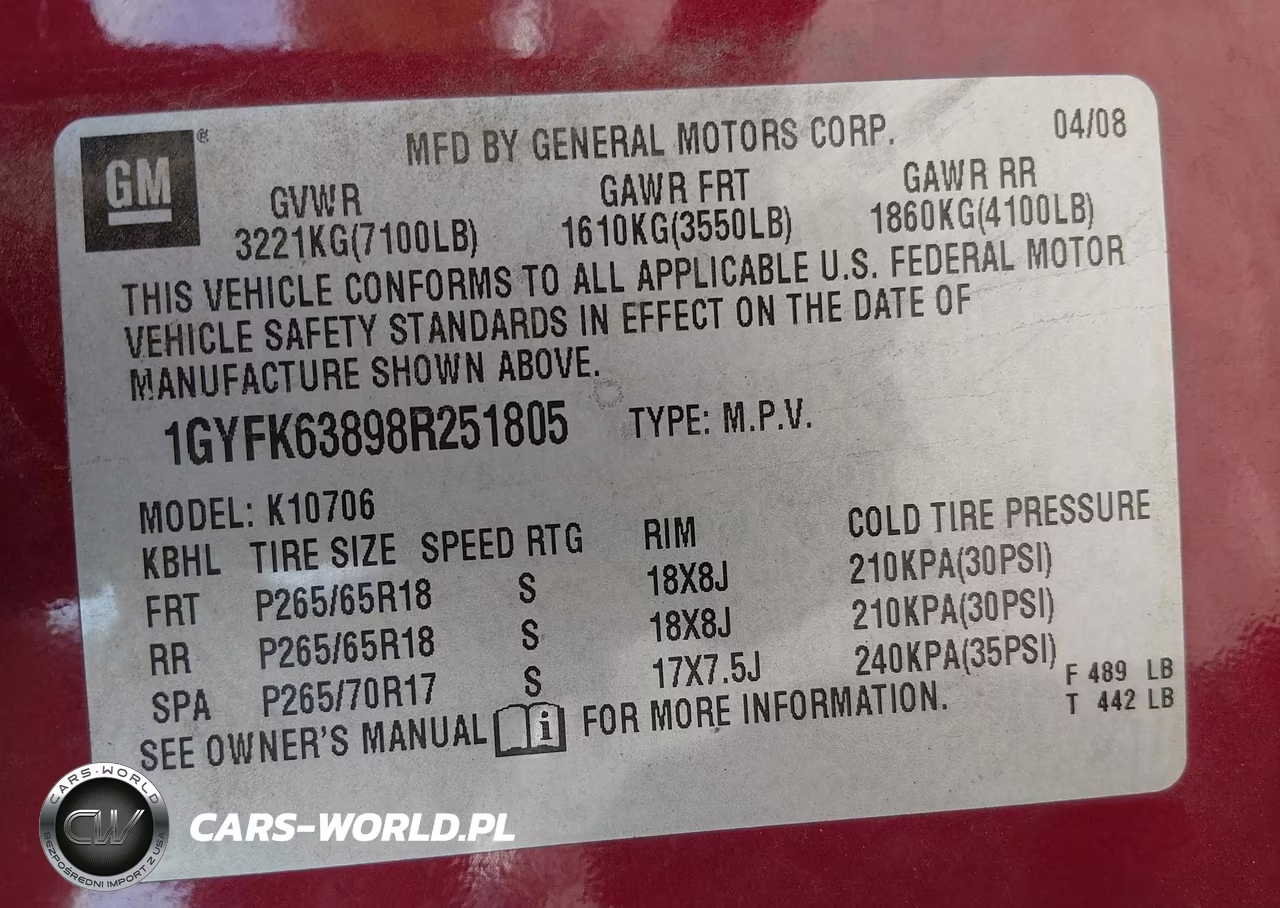 2008 Cadillac Escalade VIN:1GYFK63898R251805 - 9