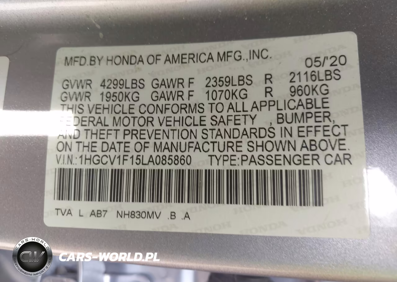 2020 Honda Accord Lx VIN:1HGCV1F15LA085860 - 9