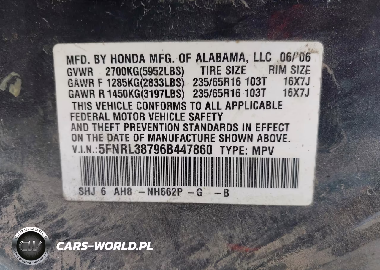 2006 Honda Odyssey Ex-L VIN:5FNRL38796B447860 - 9