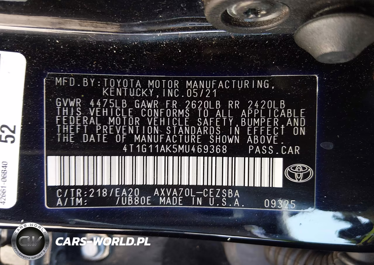 2021 Toyota Camry Se VIN:4T1G11AK5MU469368 - 9