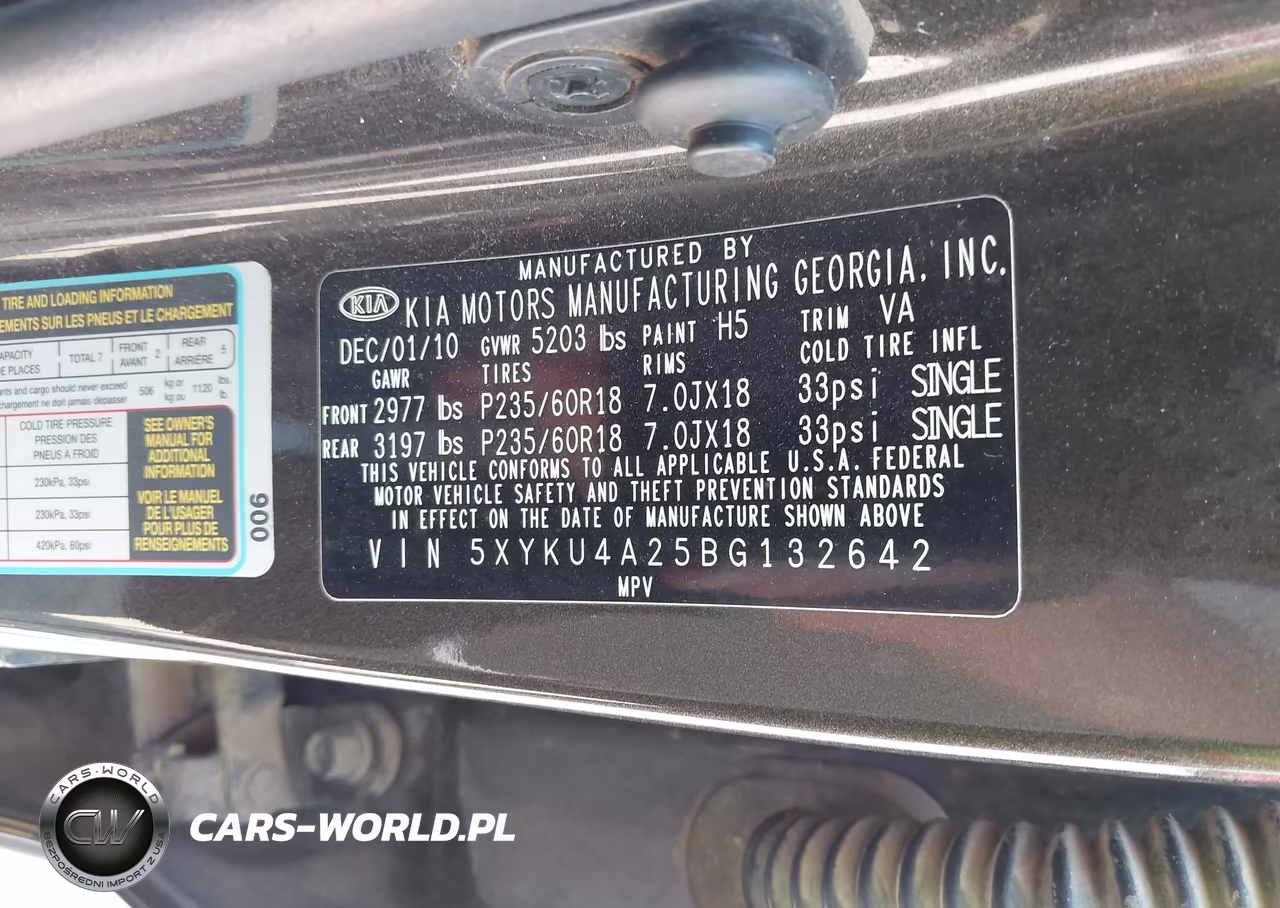 2011 Kia Sorento Ex V6 VIN:5XYKU4A25BG132642 - 9