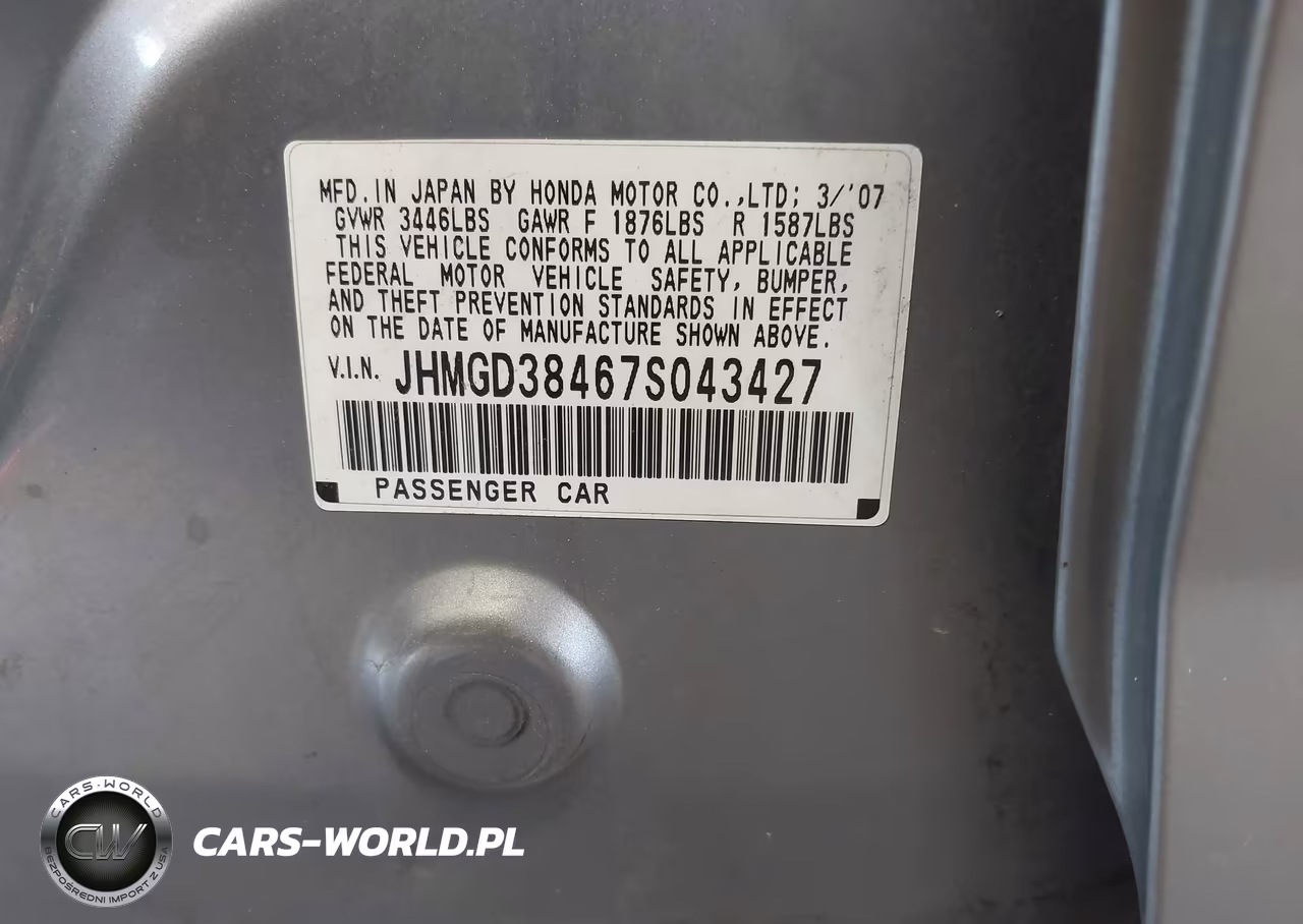 2007 Honda Fit VIN:JHMGD38467S043427 - 9