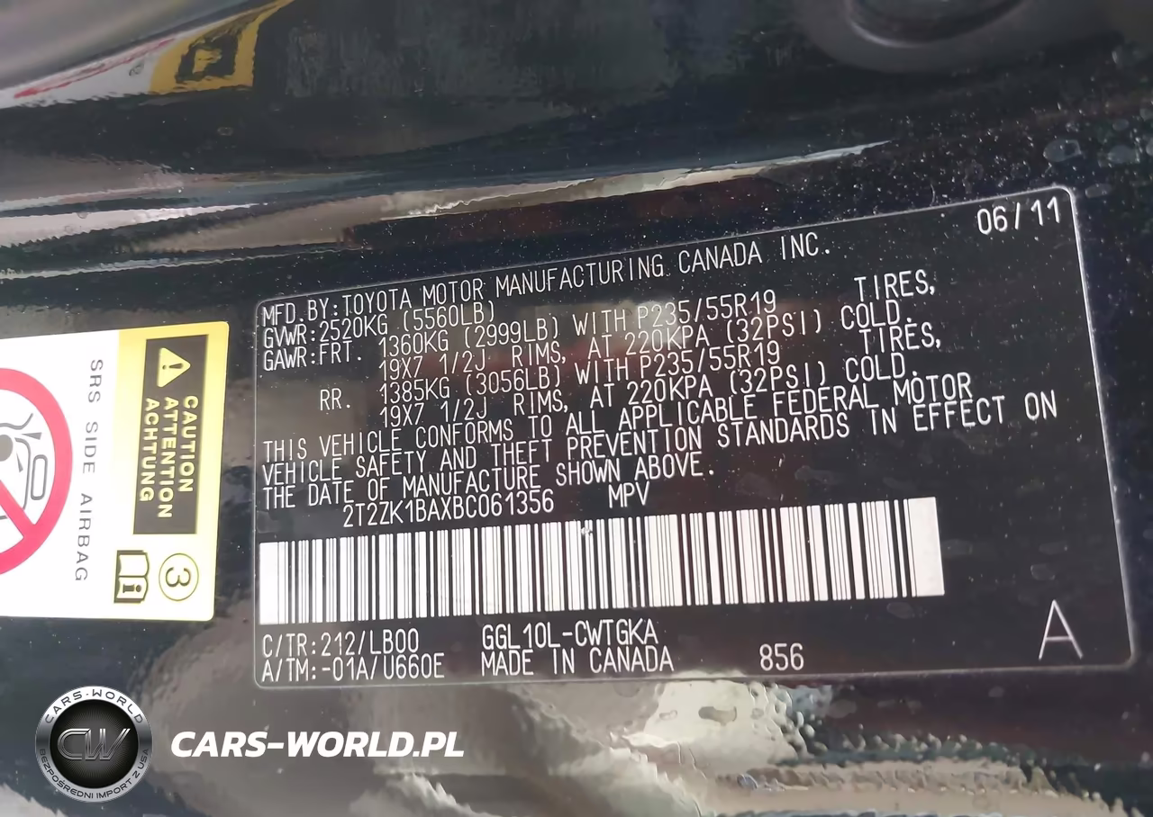 2011 Lexus Rx 350 VIN:2T2ZK1BAXBC061356 - 9