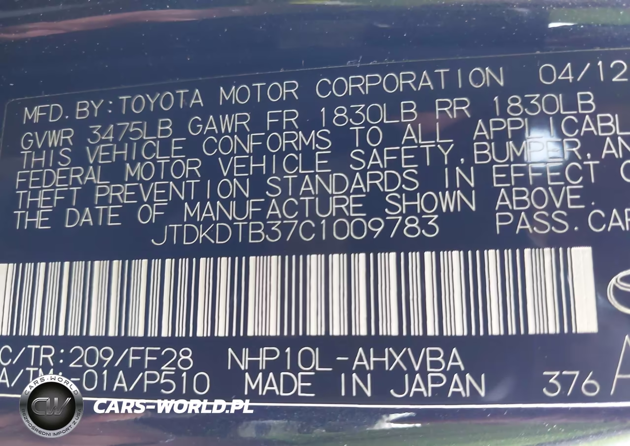 2012 Toyota Prius C Two VIN:JTDKDTB37C1009783 - 9