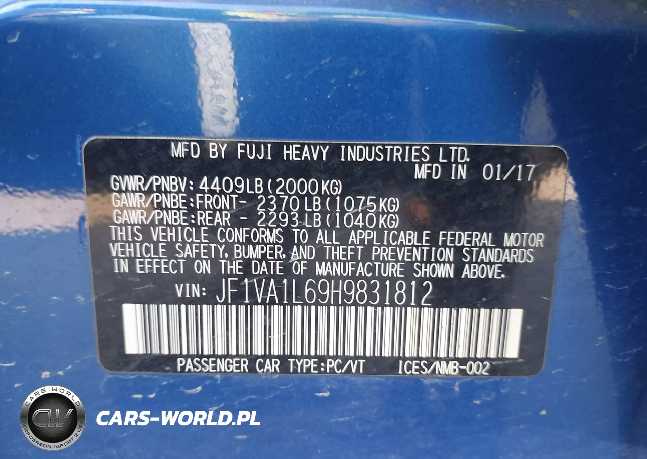 2017 Subaru Wrx Limited VIN:JF1VA1L69H9831812 - 9
