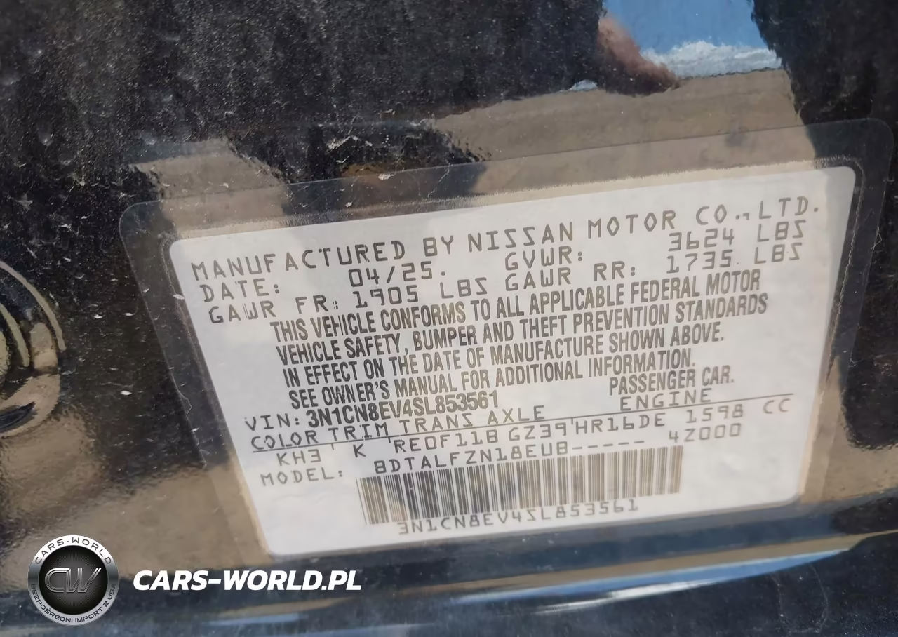 2025 Nissan Versa 1.6 Sv VIN:3N1CN8EV4SL853561 - 9