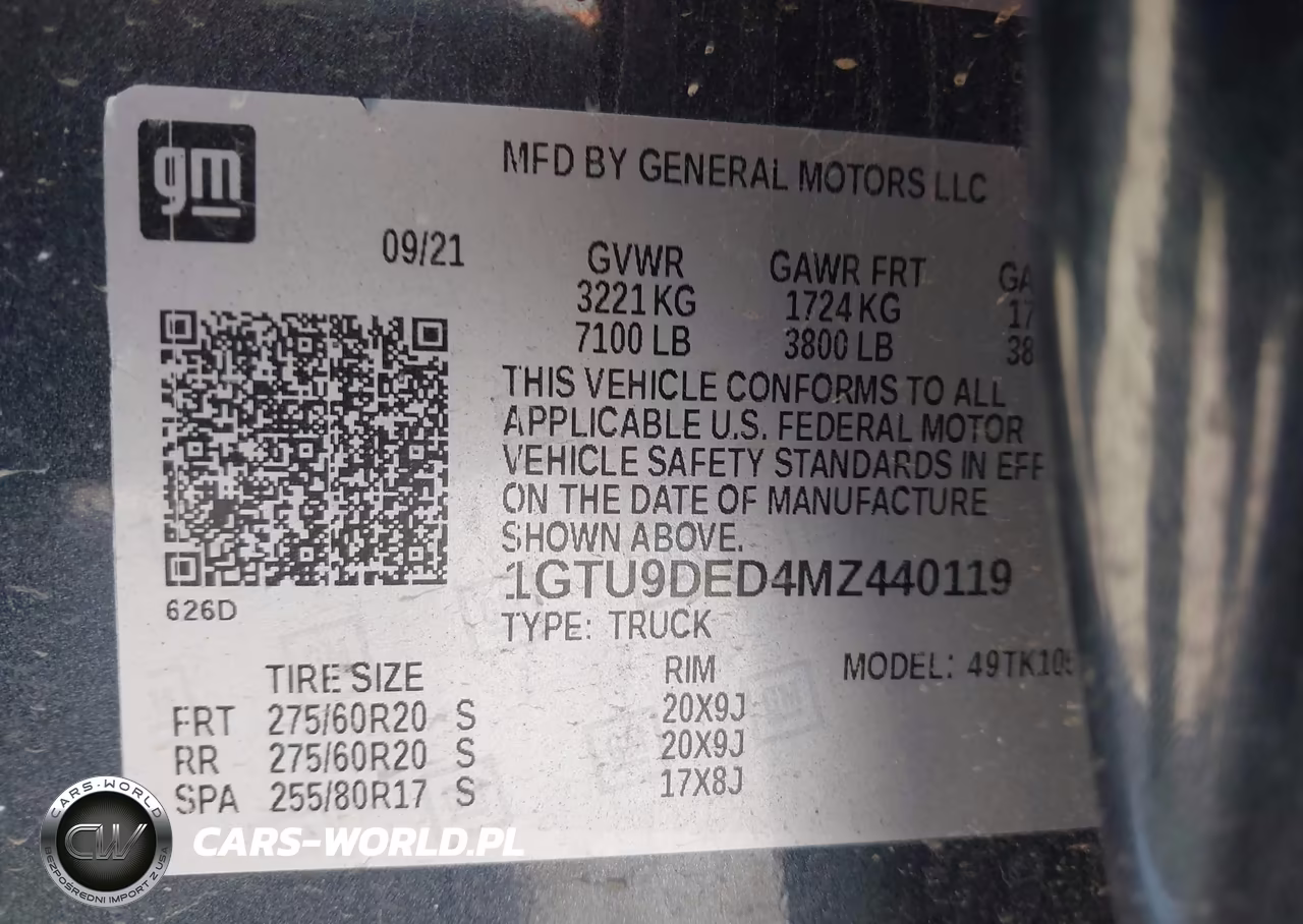2021 GMC Sierra 1500 4Wd Short Box Slt VIN:1GTU9DED4MZ440119 - 9
