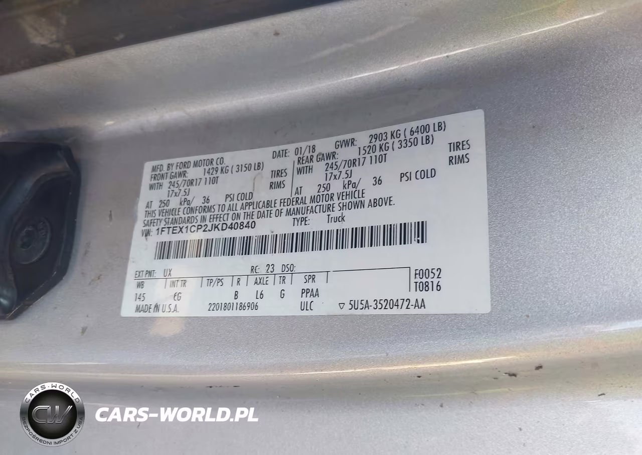 2018 Ford F-150 Xl VIN:1FTEX1CP2JKD40840 - 9