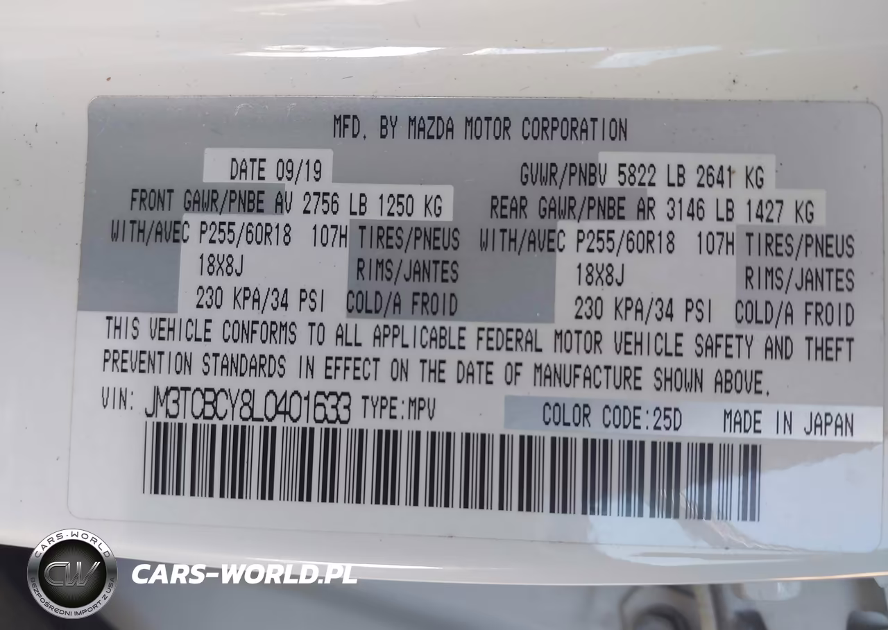 2020 Mazda Cx-9 Touring VIN:JM3TCBCY8L0401633 - 9