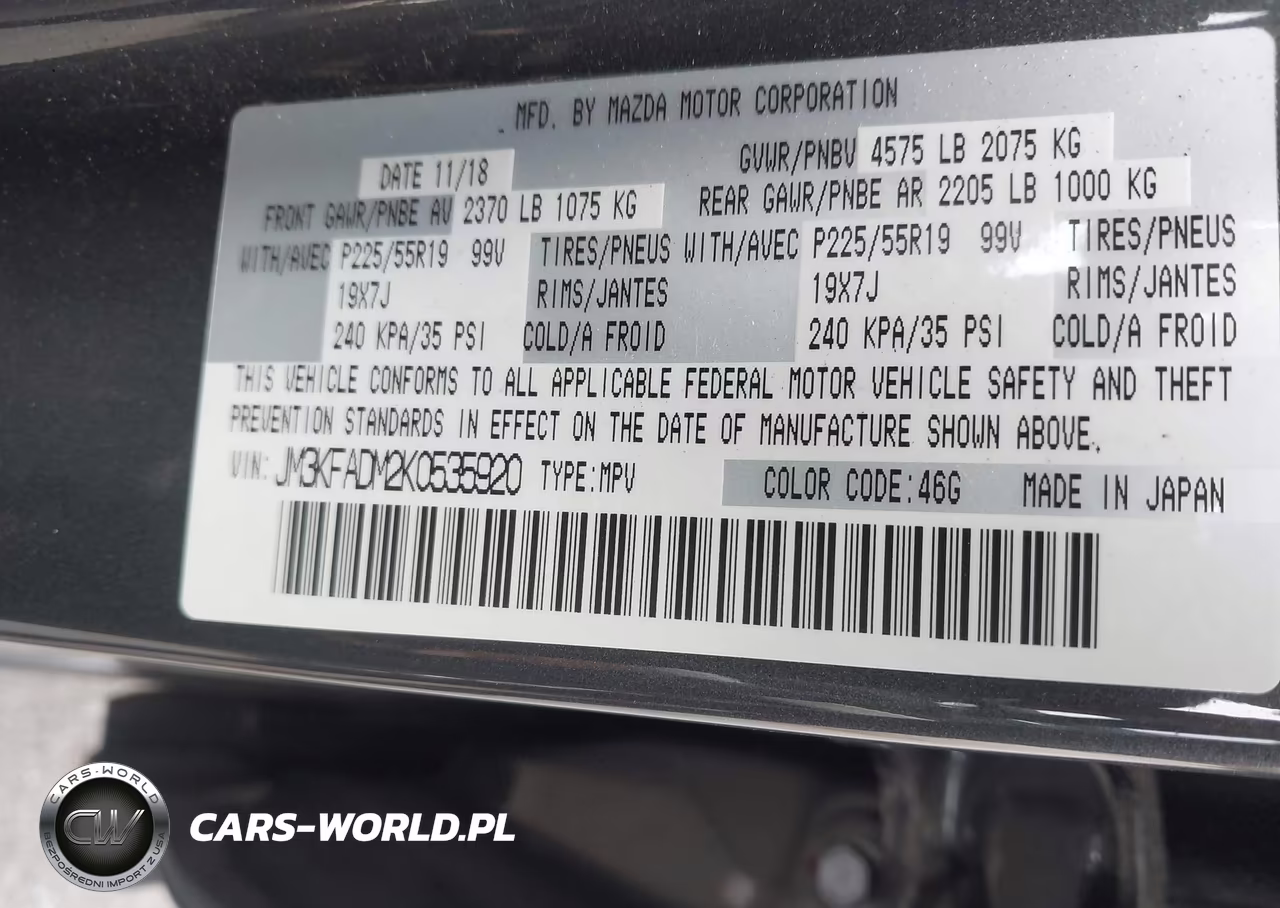 2019 Mazda Cx-5 Grand Touring VIN:JM3KFADM2K0535920 - 9