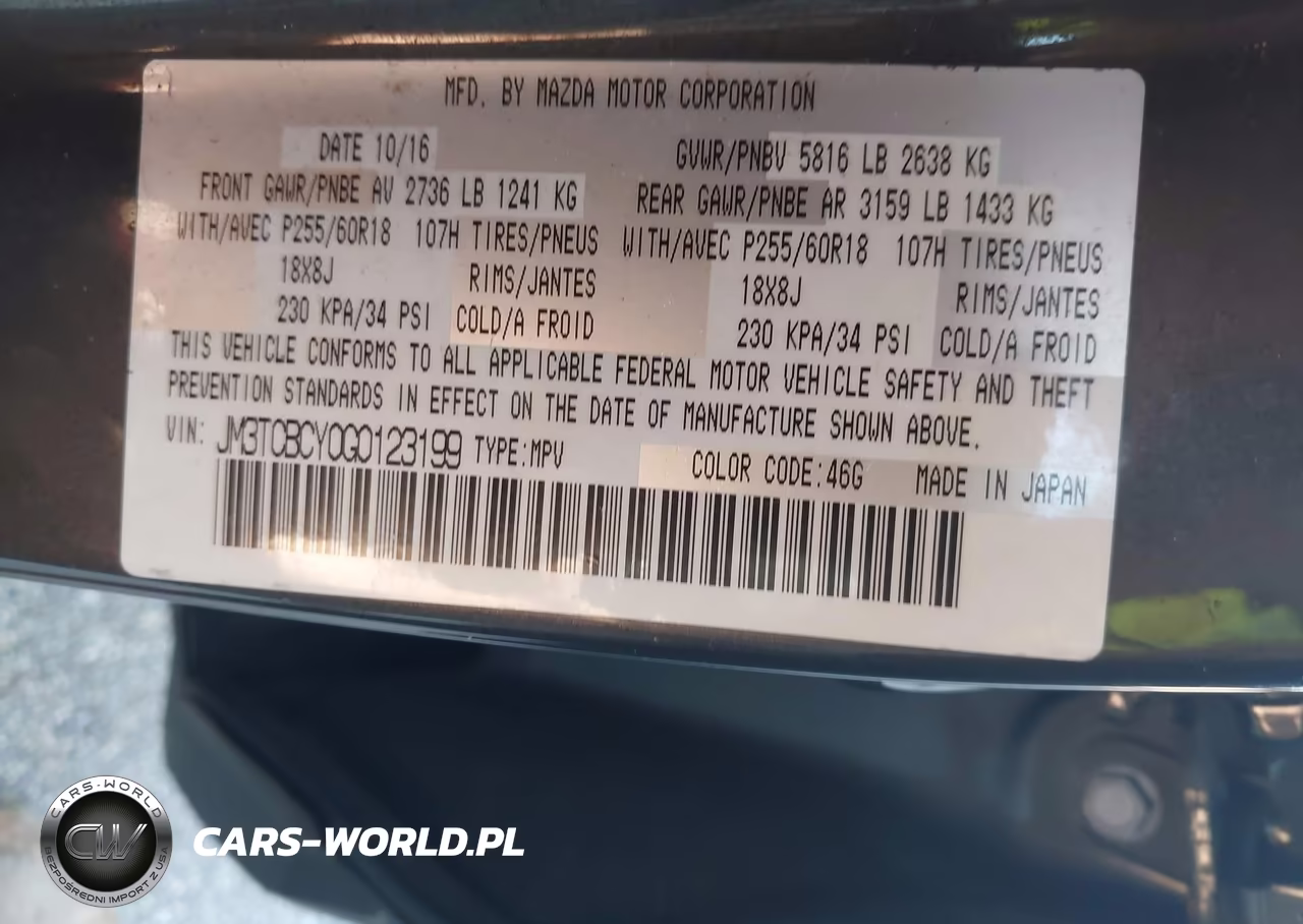 2016 Mazda Cx-9 Touring VIN:JM3TCBCY0G0123199 - 9