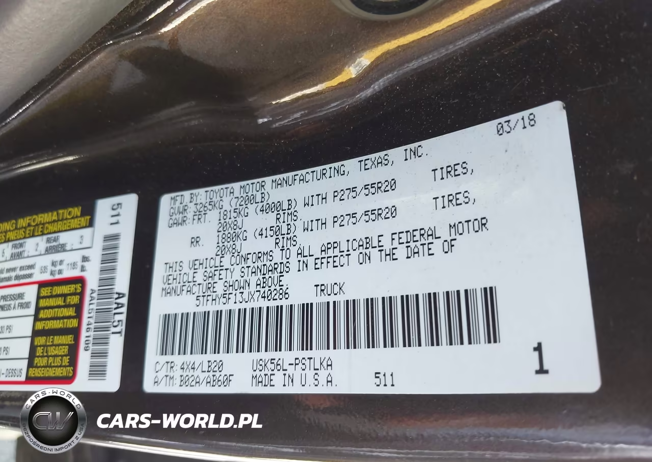 2018 Toyota Tundra Limited 5.7L V8 VIN:5TFHY5F13JX740286 - 9