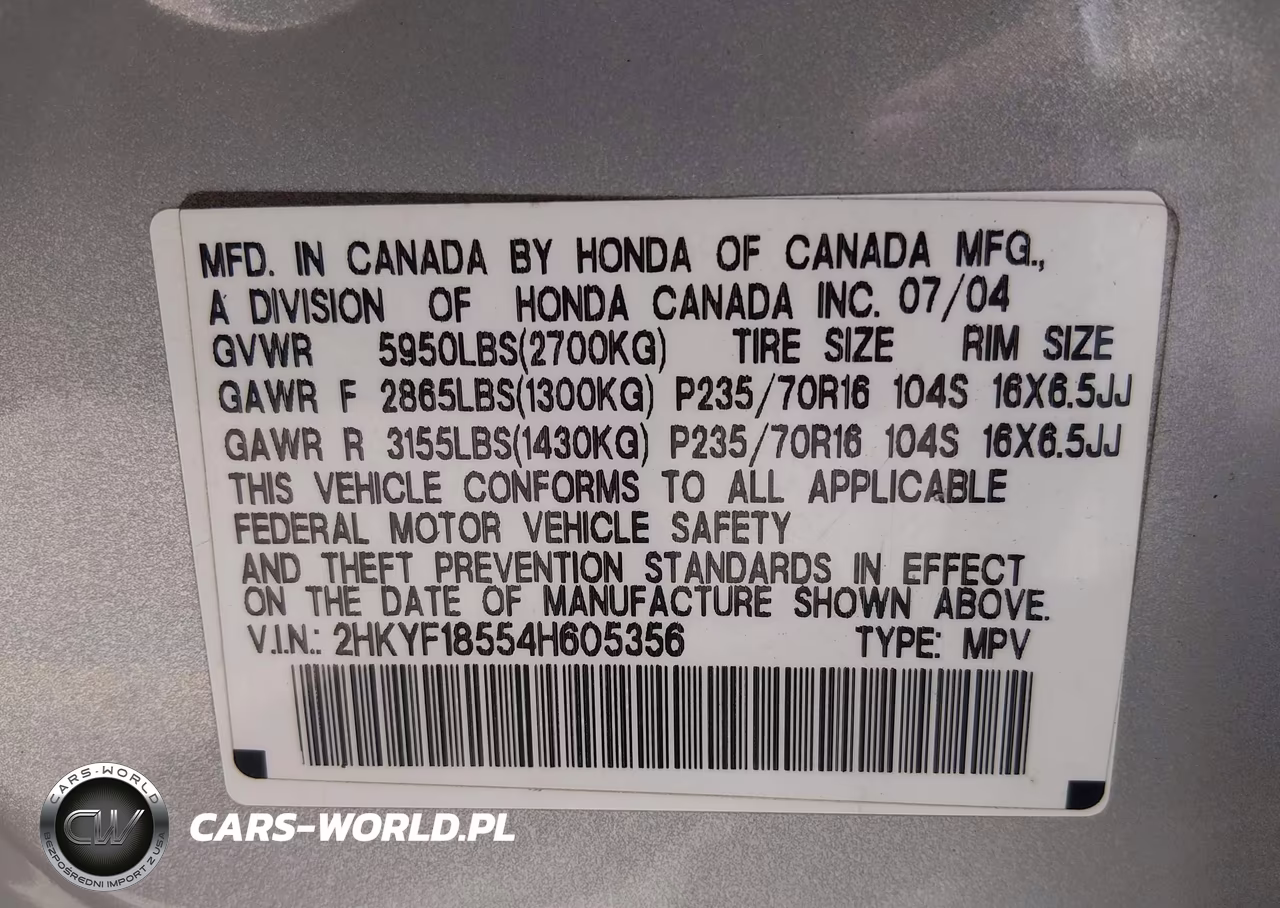 2004 Honda Pilot Ex-L VIN:2HKYF18554H605356 - 9