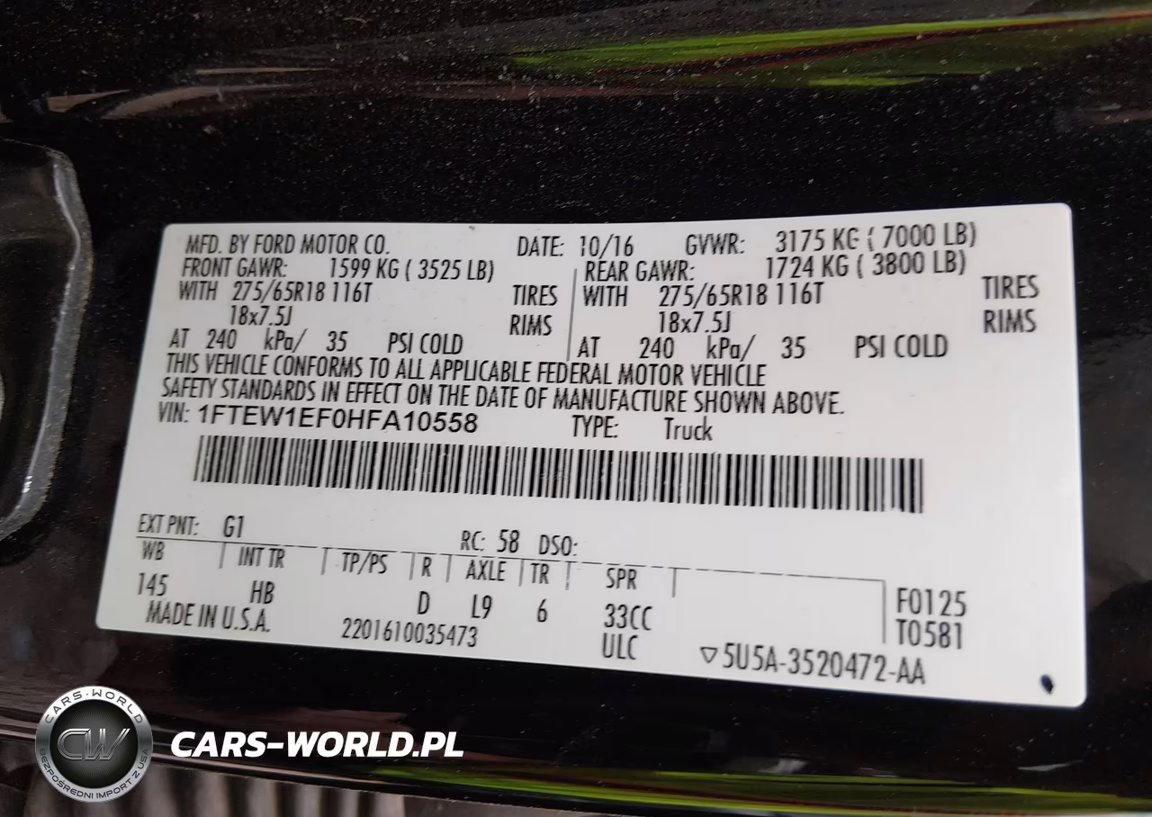 2017 Ford F-150 Lariat VIN:1FTEW1EF0HFA10558 - 9