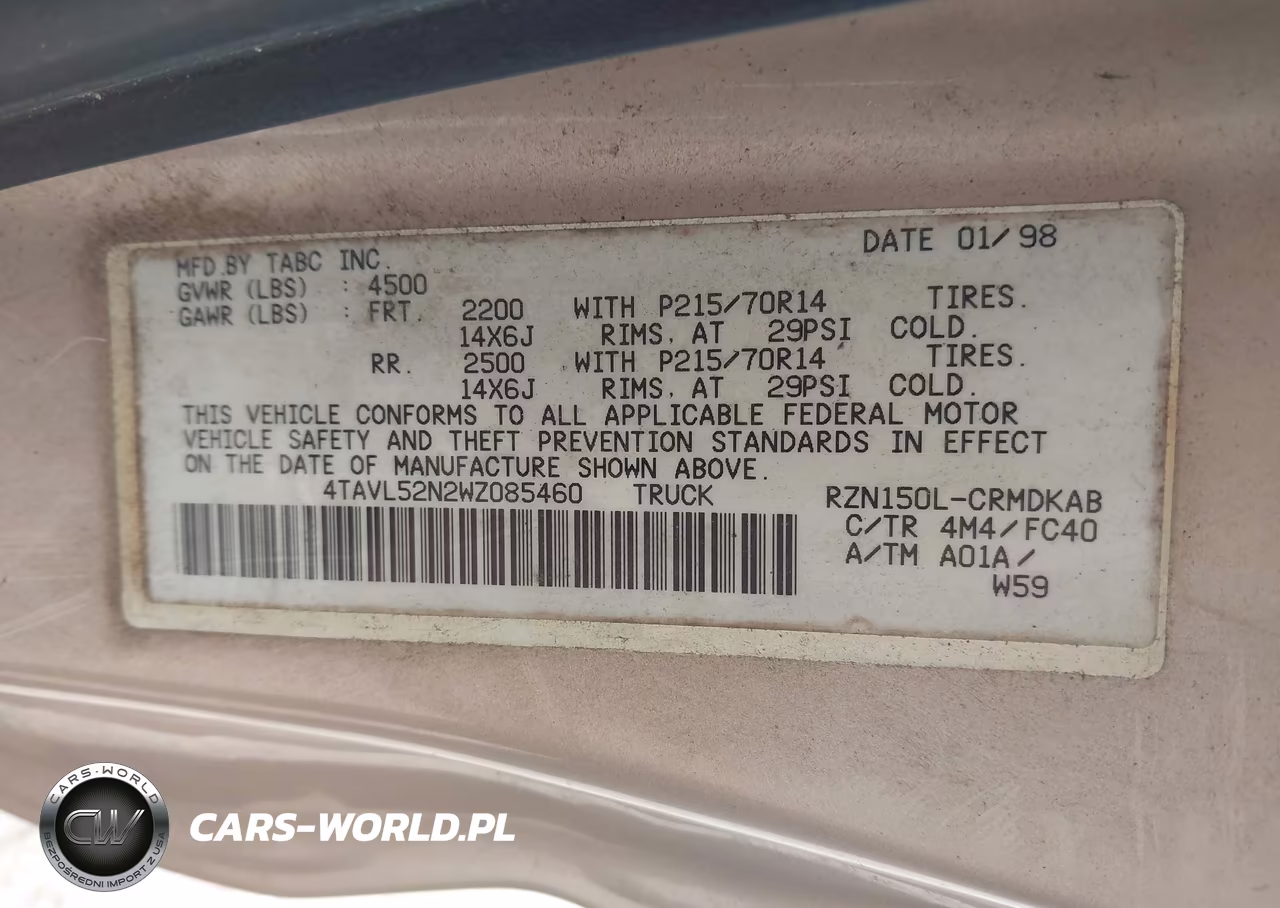 1998 Toyota Tacoma Xtracab VIN:4TAVL52N2WZ085460 - 9