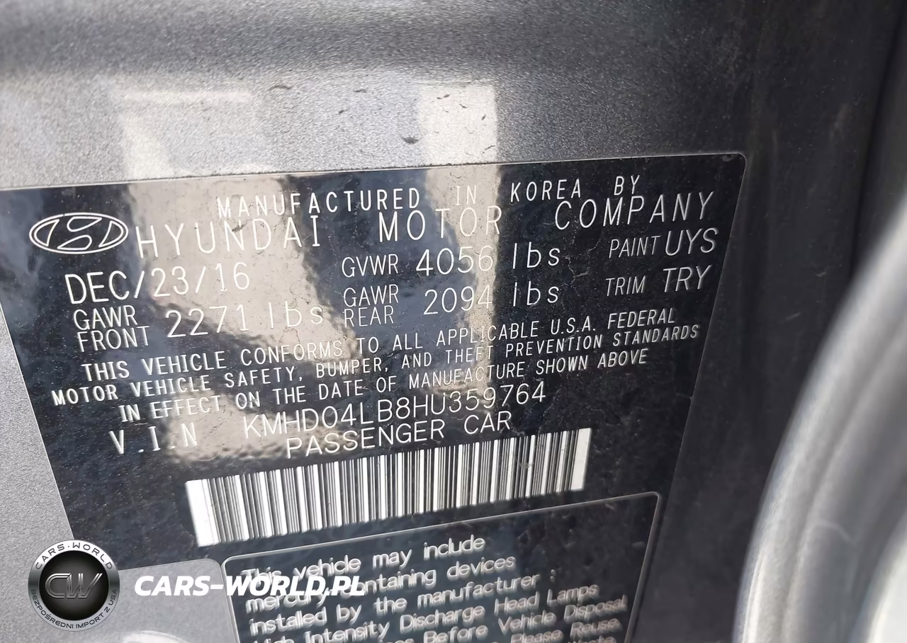 2017 Hyundai Elantra Sport VIN:KMHD04LB8HU359764 - 9