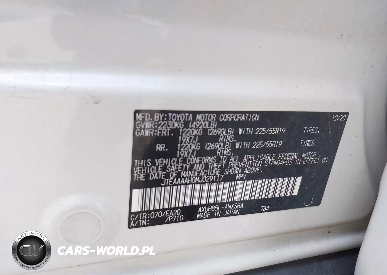 2021 Toyota Venza Limited VIN:JTEAAAAH0MJ029117 - 9