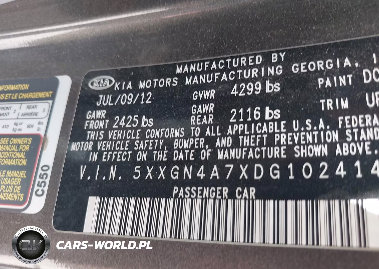 2013 Kia Optima Ex VIN:5XXGN4A7XDG102414 - 9