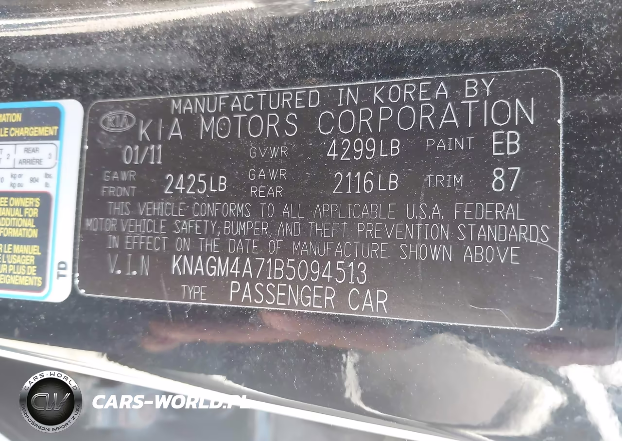 2011 Kia Optima Lx VIN:KNAGM4A71B5094513 - 9