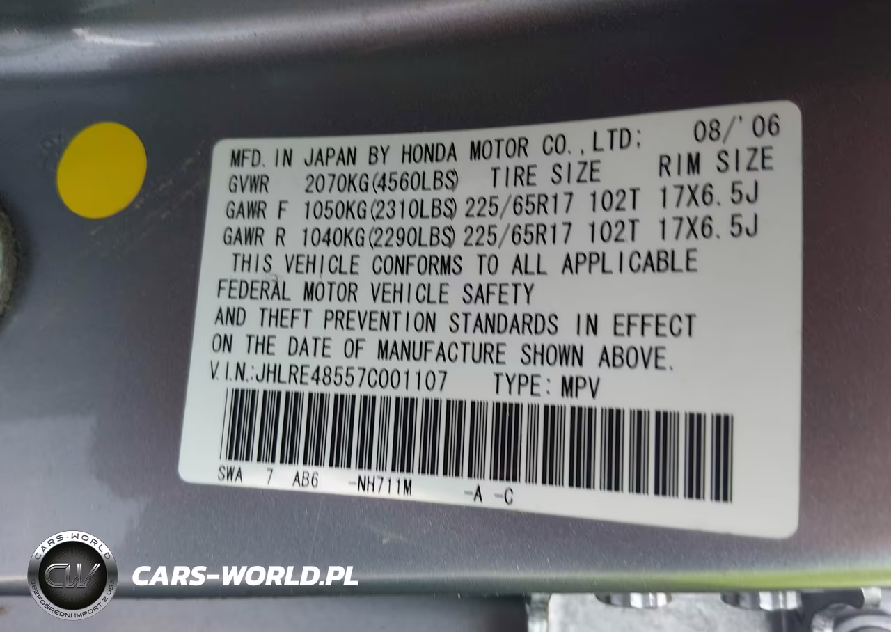2007 Honda Cr-V Ex VIN:JHLRE48557C001107 - 9