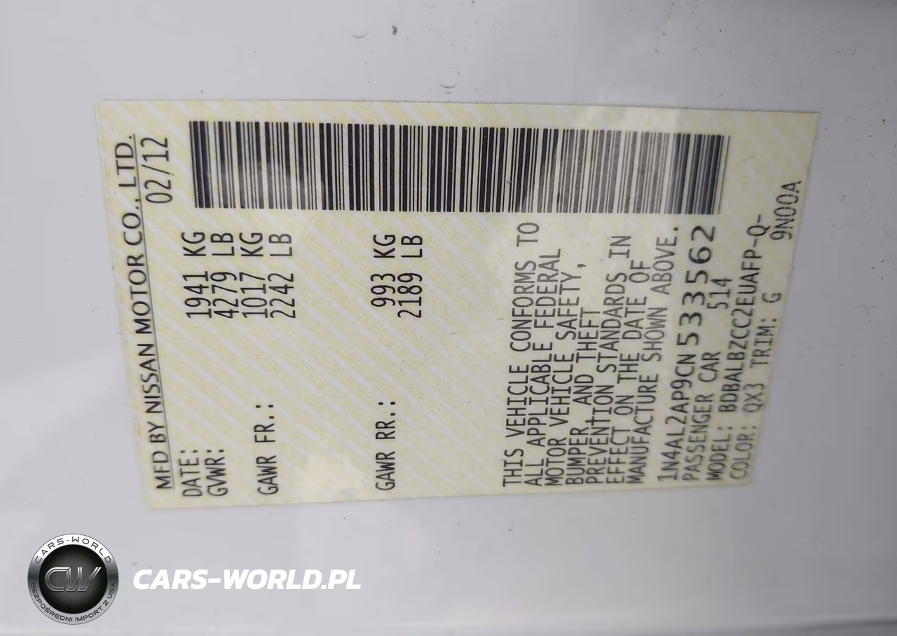 2012 Nissan Altima 2.5 S VIN:1N4AL2AP9CN533562 - 9