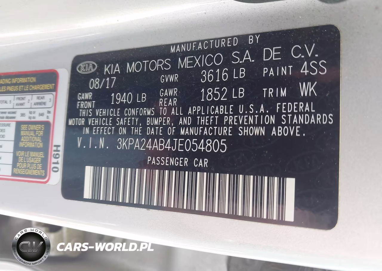 2018 Kia Rio Lx VIN:3KPA24AB4JE054805 - 9