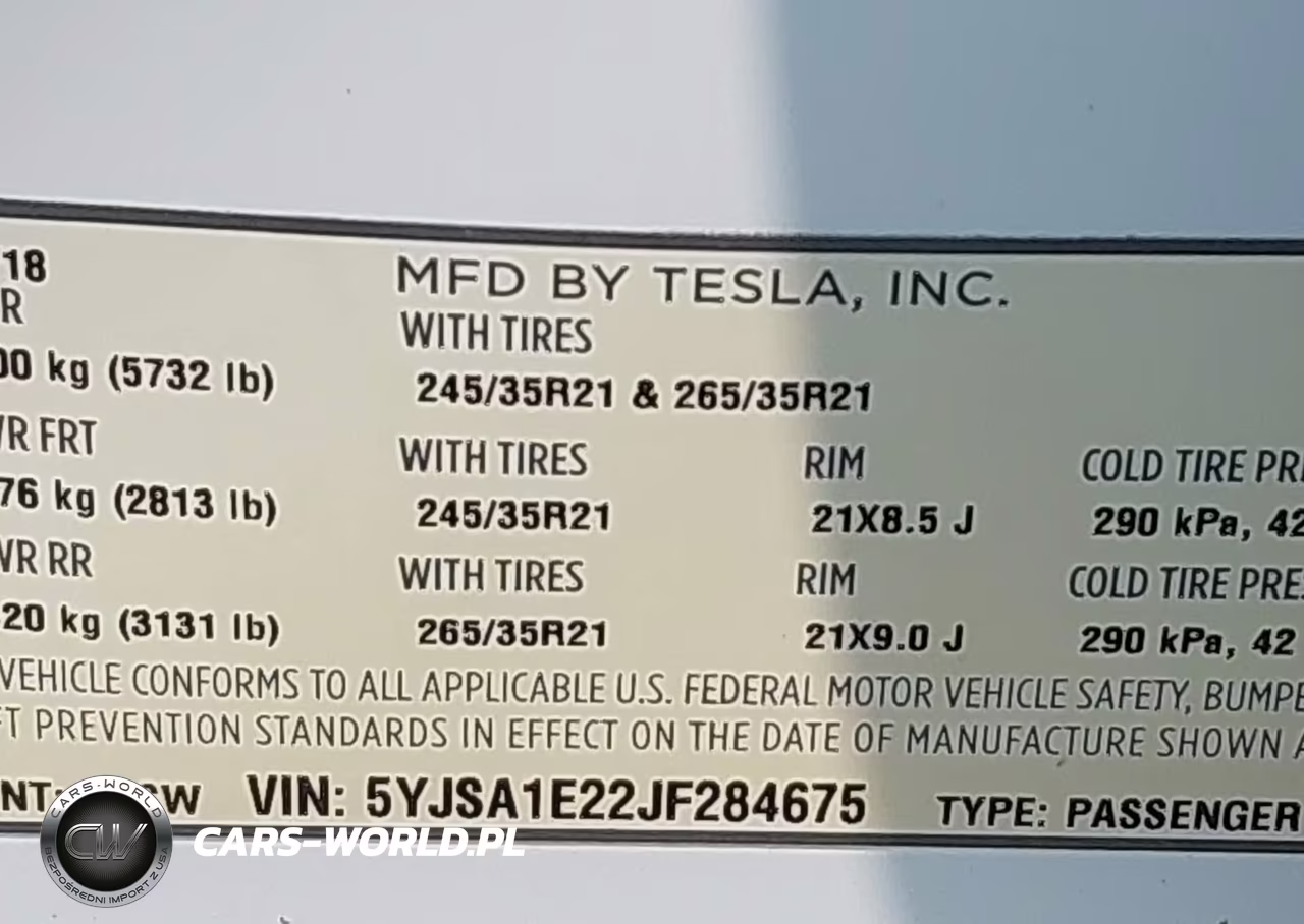 2018 Tesla Model S 100D-75D-P100D VIN:5YJSA1E22JF284675 - 9