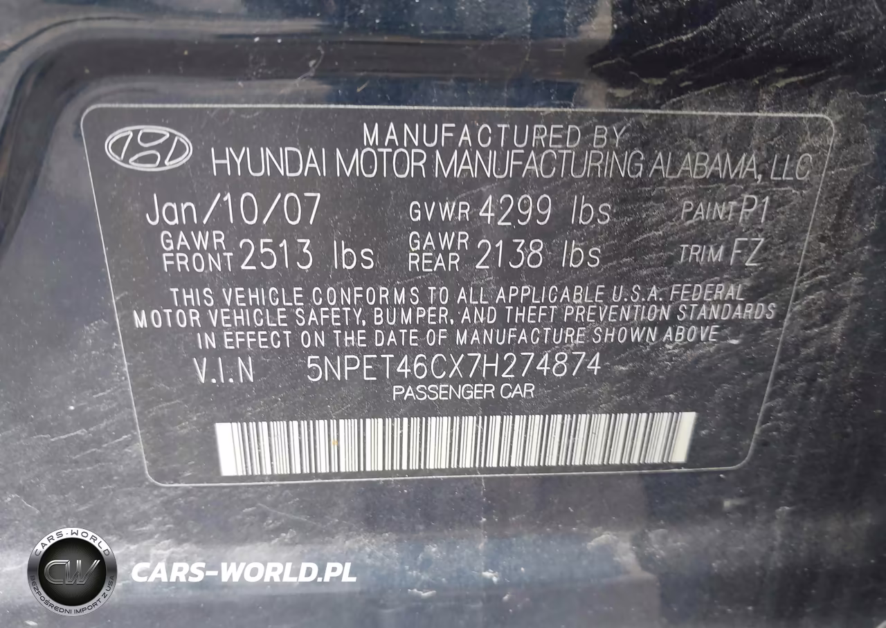2007 Hyundai Sonata Gls-Gls W-Xm VIN:5NPET46CX7H274874 - 9