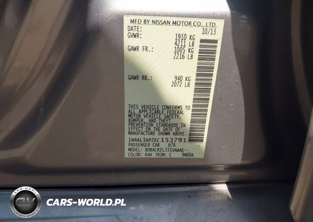 2014 Nissan Altima 2.5 S VIN:1N4AL3AP2EC153791 - 9