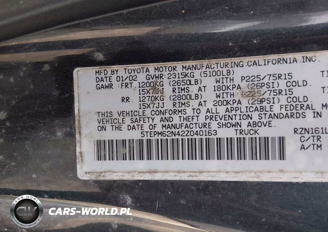 2002 Toyota Tacoma VIN:5TEPM62N42Z040163 - 9