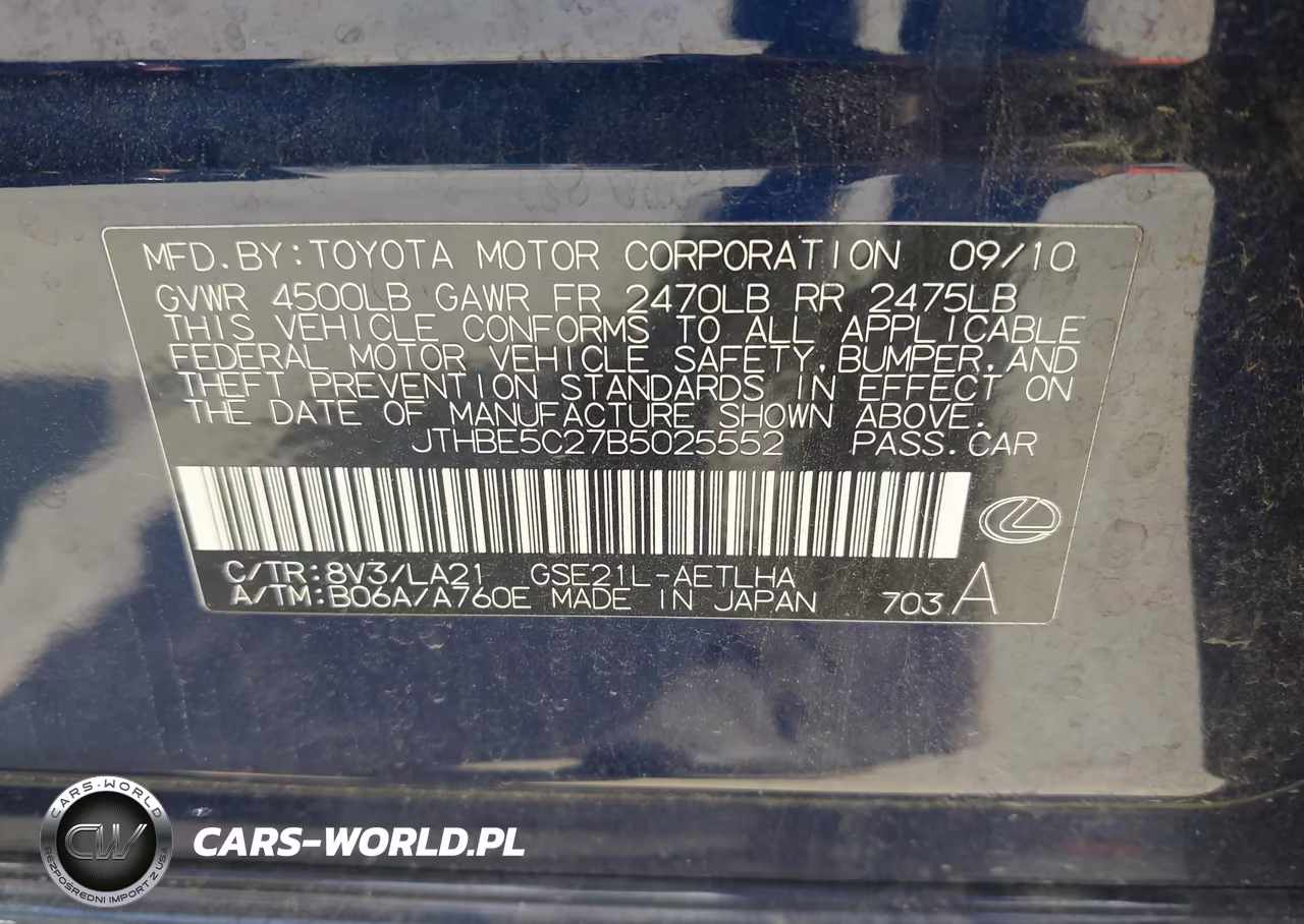 2011 Lexus Is 350 VIN:JTHBE5C27B5025552 - 9