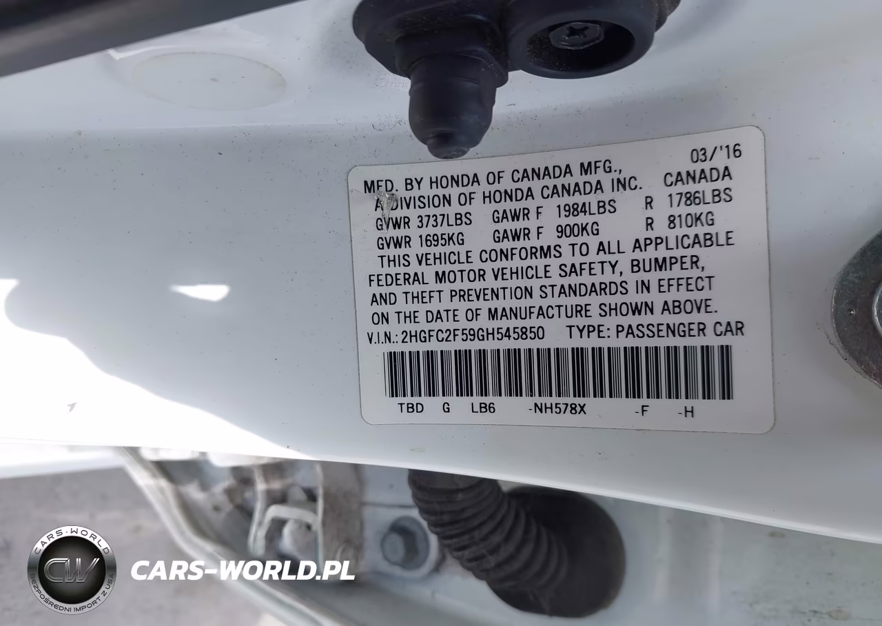 2016 Honda Civic Lx VIN:2HGFC2F59GH545850 - 9