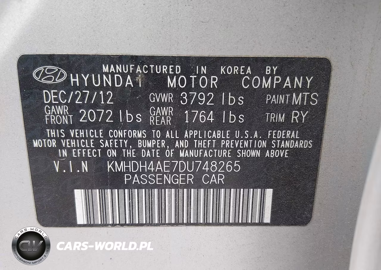 2013 Hyundai Elantra Limited VIN:KMHDH4AE7DU748265 - 9