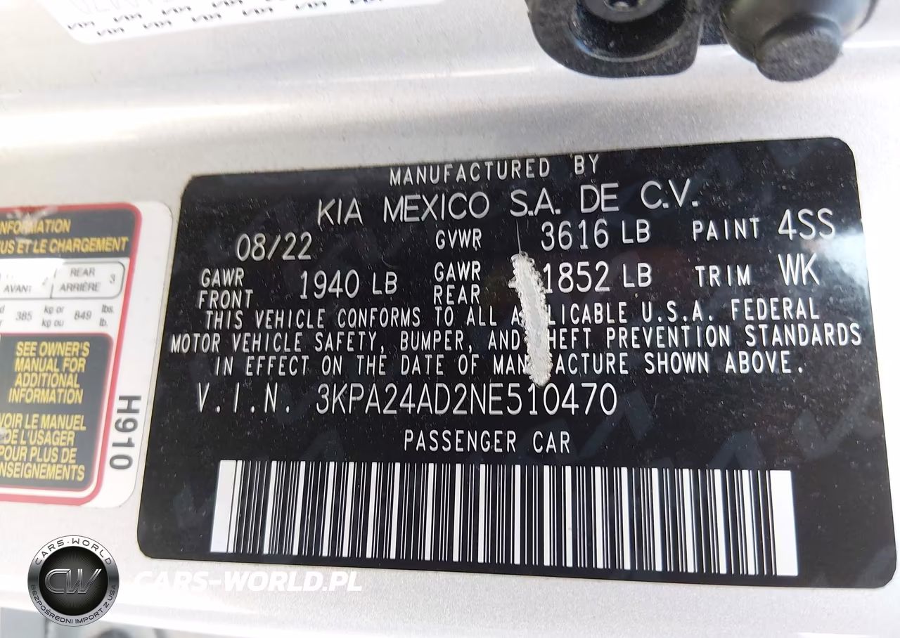 2022 Kia Rio Lx VIN:3KPA24AD2NE510470 - 9