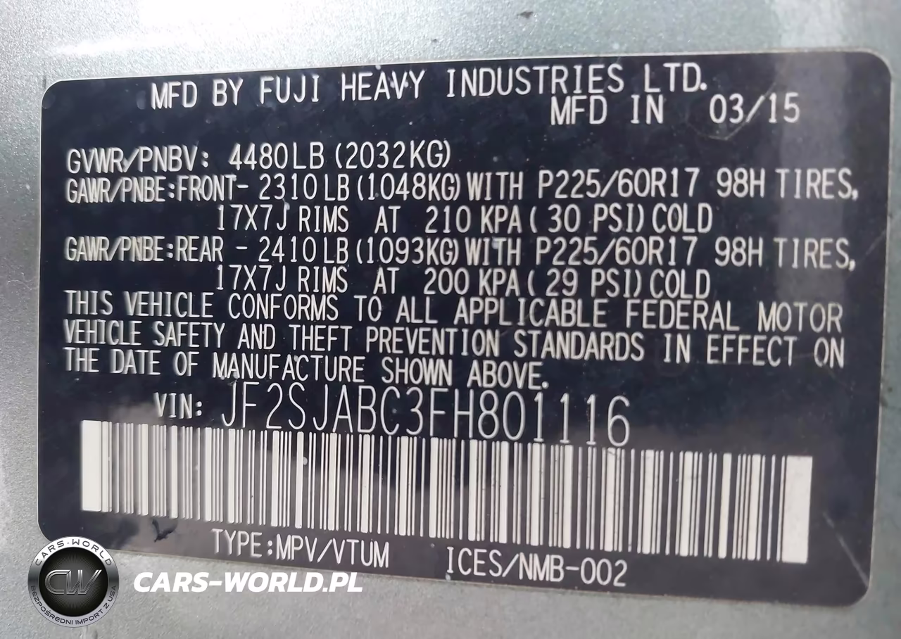2015 Subaru Forester 2.5I VIN:JF2SJABC3FH801116 - 9