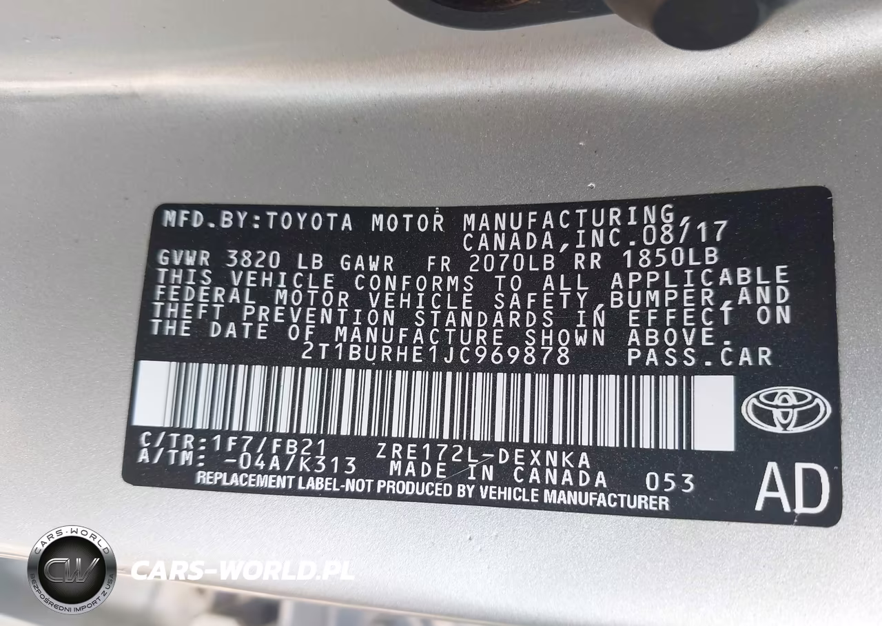 2018 Toyota Corolla Le VIN:2T1BURHE1JC969878 - 9