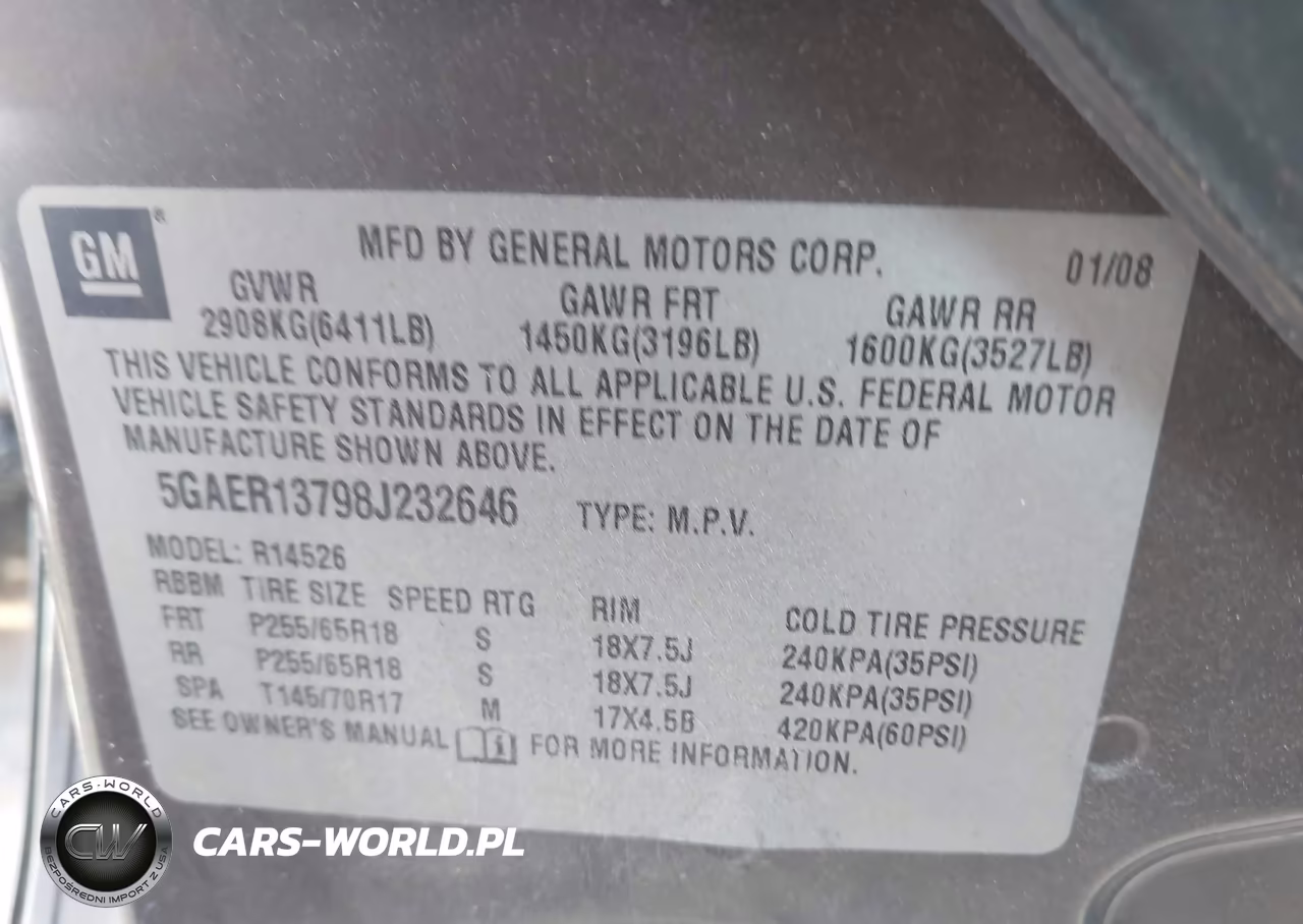 2008 Buick Enclave Cx VIN:5GAER13798J232646 - 9