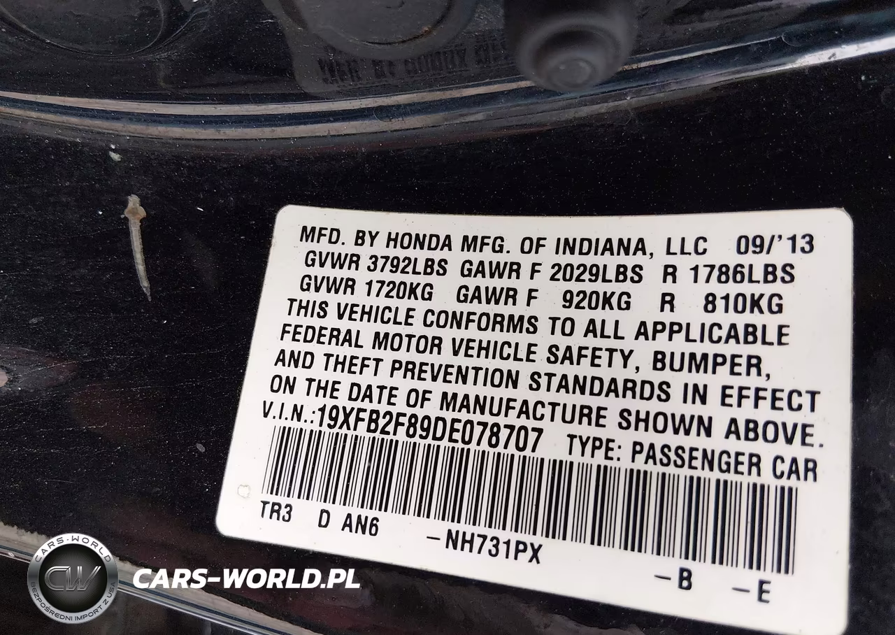 2013 Honda Civic Ex VIN:19XFB2F89DE078707 - 9