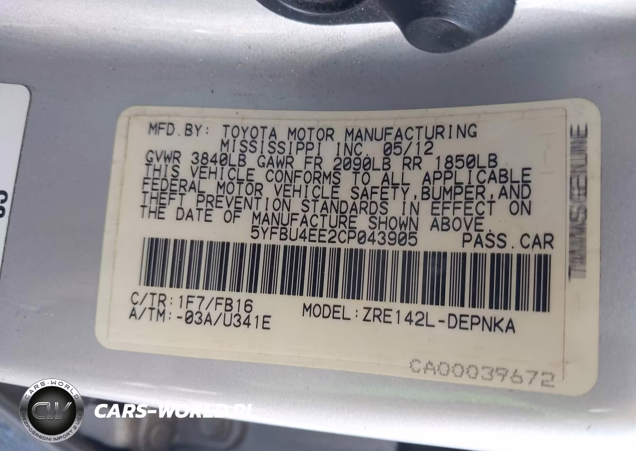 2012 Toyota Corolla S-Le VIN:5YFBU4EE2CP043905 - 9